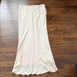 Meshki Cream Satin Maxi Slip Skirt